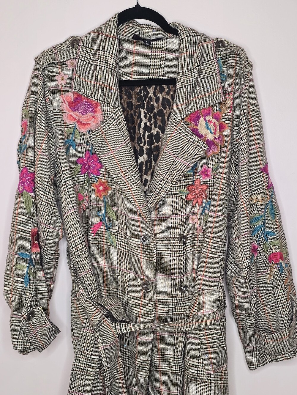 Johnny Was Womens Malina Plaid Trench Coat - Picture 5 of 9
